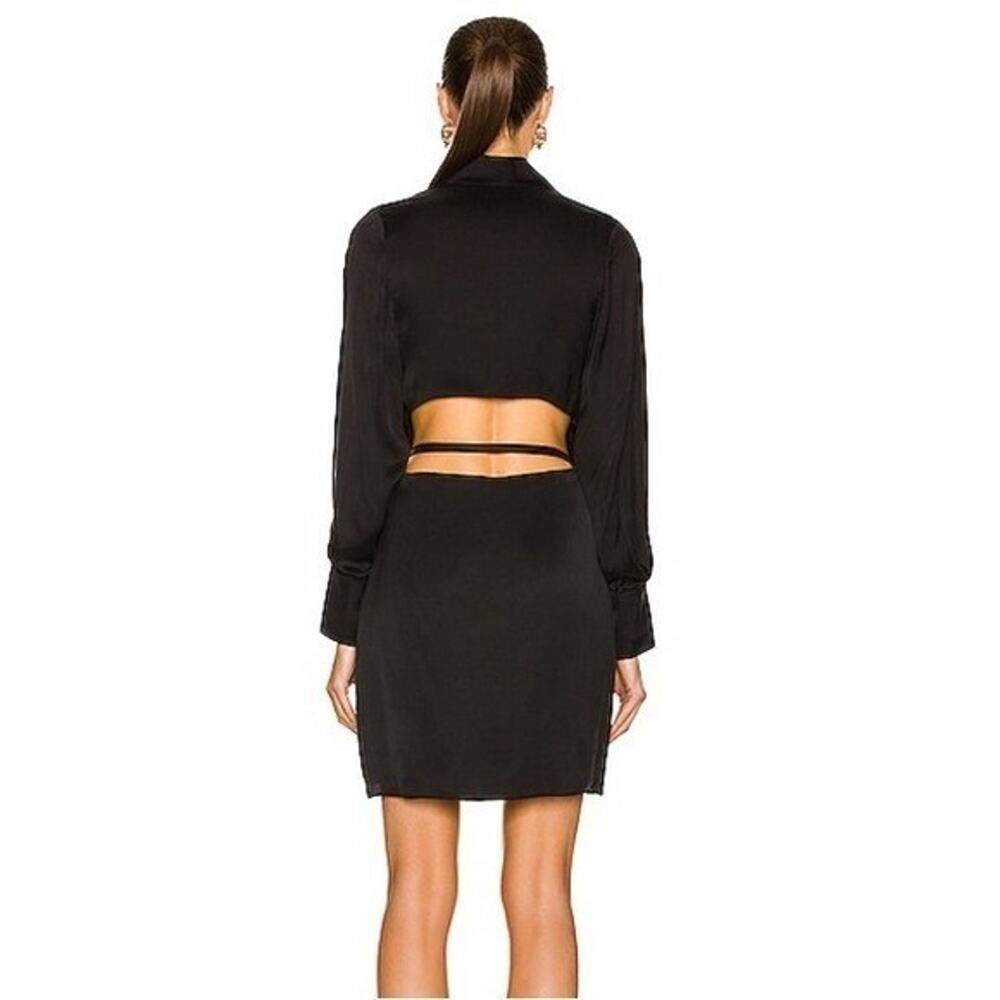 Jonathan Simkhai Standard Long Sleeve Wrap Dress Back Cut Out Black Sizeโ Large